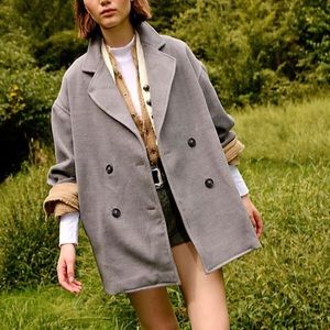 Free People Hannah Slouchy Blazer Washed Black